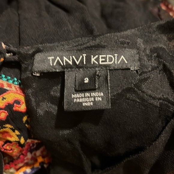 Anthropologie Tanvi Kedia Black Embroidered Bohemian A-Line Dress Size 2 - Picture 9 of 12